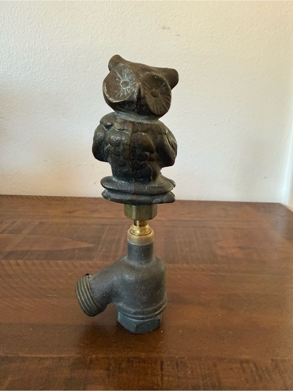 Vintage Heavy Solid Brass Owl Garden Faucet Spigot